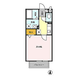 パセオティグルB 1Kの間取図画像