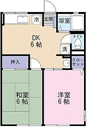 シティハイム像利居 2DKの間取図画像