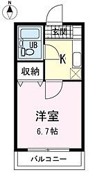 菰池パークハウス 1Kの間取図画像