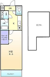 フジパレス北清水町2番館 1Kの間取図画像