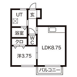 ベル・チェリーI 1LDKの間取図画像