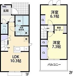 メルヴェーユ2 2LDKの間取図画像