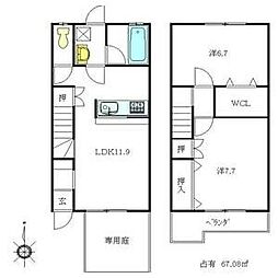 オランジュ馬見塚 2LDKの間取図画像