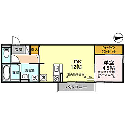 シャルマン御経塚 1LDKの間取図画像