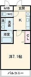 パインアベニュー 1Kの間取図画像