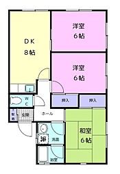 シティハイツ吉森II 1階3DKの間取り