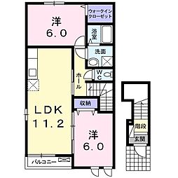 サンリットハウス桜井台 2LDKの間取図画像
