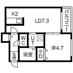 GARE24K 1LDKの間取図画像