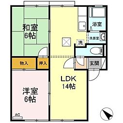 サンフェリカ茶畑B 2LDKの間取図画像