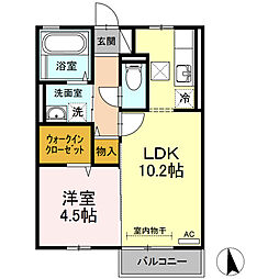 リバーポートSei 1階1LDKの間取り
