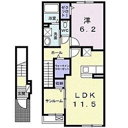 ダッシュコート2 1LDKの間取図画像