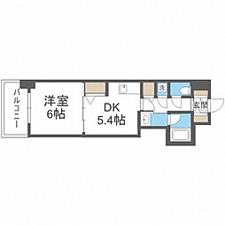 クリーデンス福島 1DKの間取図画像