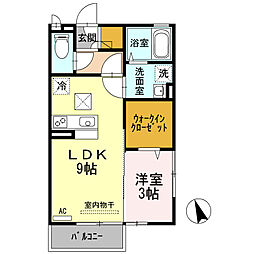 アムール清水 1LDKの間取図画像