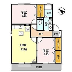 ハピネス2A 2LDKの間取図画像