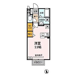 ソレイユＫ 2階ワンルームの間取り