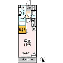 ヴィラパティオC ワンルームの間取図画像