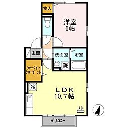 エトワール桜馬場 1LDKの間取図画像