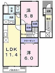 ソフトリーハウスB 2LDKの間取図画像