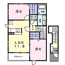 ブロードシティ　Ｄ棟 2階2LDKの間取り
