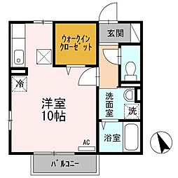セジュールナガイIII 1階ワンルームの間取り