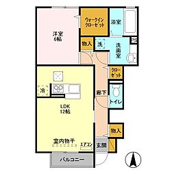 ル・ジャルダン　AB 1階1LDKの間取り