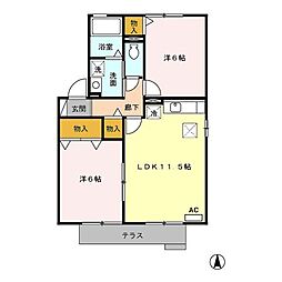 コンフォール花園A 2LDKの間取図画像