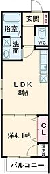 F asecia Rad 1階1LDKの間取り