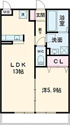 Ｒｉｚｉｅｒｅ（リジエール）Ａ棟 1階1LDKの間取り