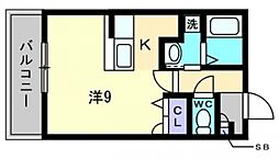 Ｊ・ｇｒａｃｅ堺町 8階ワンルームの間取り