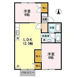 サンハイムB 2LDKの間取図画像