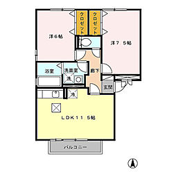 パルムドール 2LDKの間取図画像