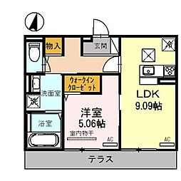 ボナール　C棟 2階1LDKの間取り
