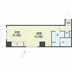 コトン月寒中央 6階1LDKの間取り