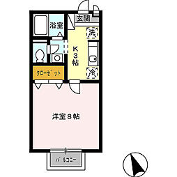 PIA欅B 1Kの間取図画像