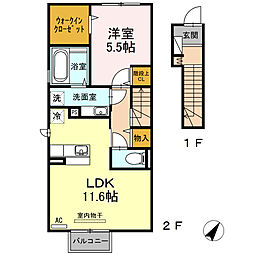 ラ・ランド上新栄B 1LDKの間取図画像