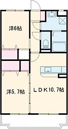キャピタルマンション 3階2LDKの間取り