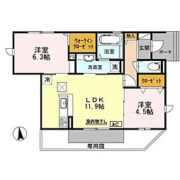 グレイス 2LDKの間取図画像