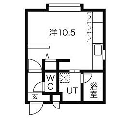 グレイスフルK 3階ワンルームの間取り