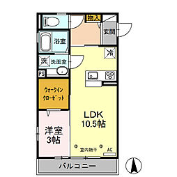 JR高崎線 倉賀野駅 徒歩18分の賃貸アパート 2階1LDKの間取り