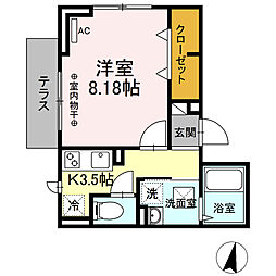 シティハイムE 1階1Kの間取り
