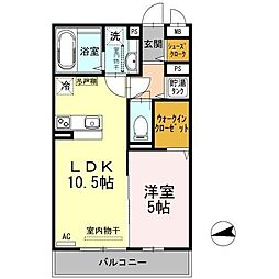 Dルーム半田 1LDKの間取図画像