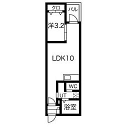Warren nishikiI 2階1LDKの間取り