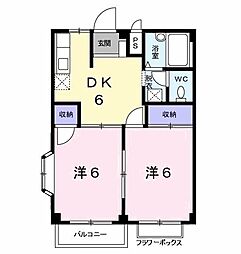 サンハイツコーシン 1階2DKの間取り