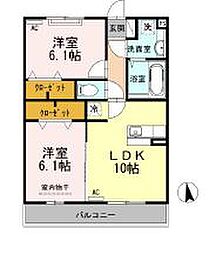 スリー・スター5号館B 2LDKの間取図画像