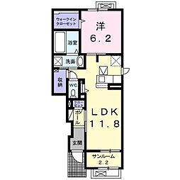 ディアコート 1LDKの間取図画像
