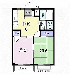 畠田ハイツ 2階2DKの間取り