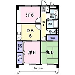 グレース江越 3DKの間取図画像
