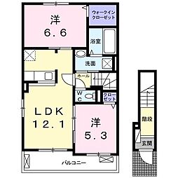 メゾングレースF 2LDKの間取図画像