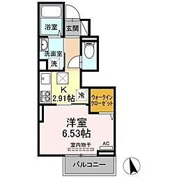 ウィット岩見 1階1Kの間取り