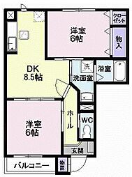ソレーユC 2DKの間取図画像